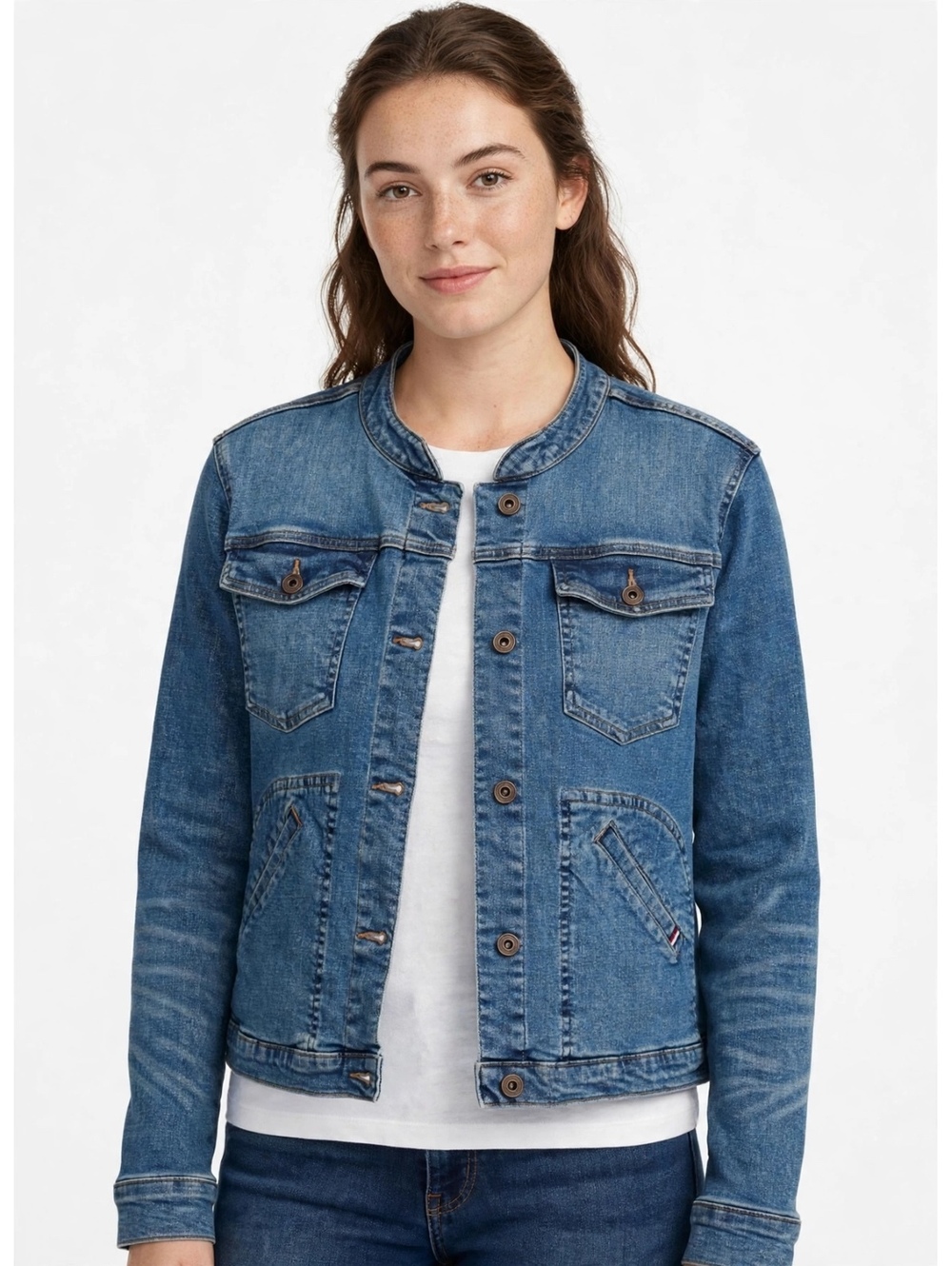 Tommy Hilfiger Denim Jean Jacket, XL — Stand Collar, 4-Pocket Chore Style